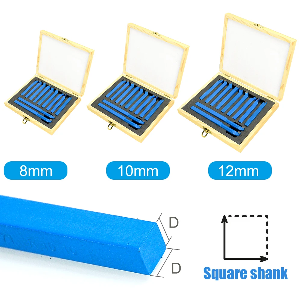 XCAN 11pcs Metal Lathe Turning Tool Set 8/10/12mm Shank Boring Bit Set Carbide Tip Cutting Mini Lathe Tool Set For Metalworking