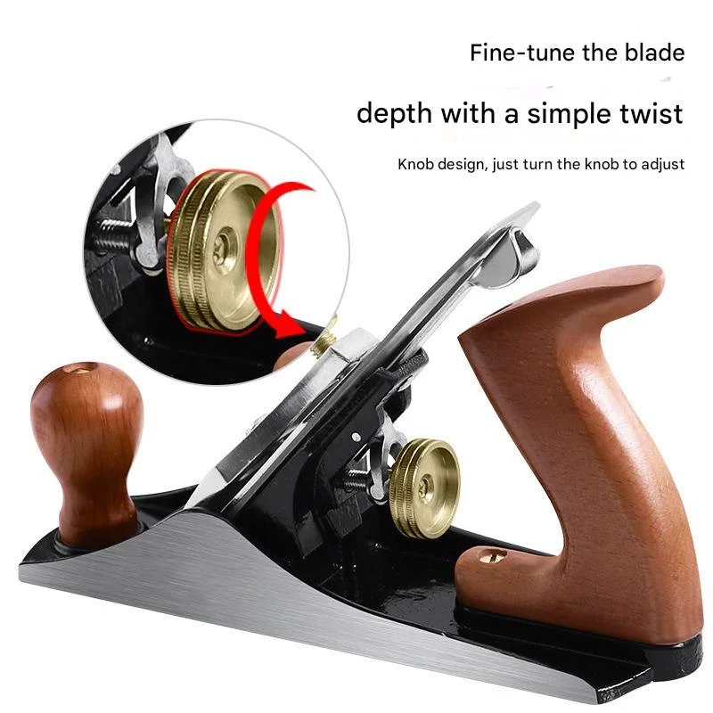 Smoothing Plane in Wooden Storage Box Precision Machined Cast Iron Wood Planer Hand Tool for Hard Soft Wood Surface Finishing
