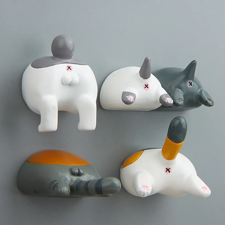 Creative Cartoon Japanese Cat Ass Magnet for Fridge Decor Cute Animal Model Ornaments Fridge Magnet Home Decor Accessories