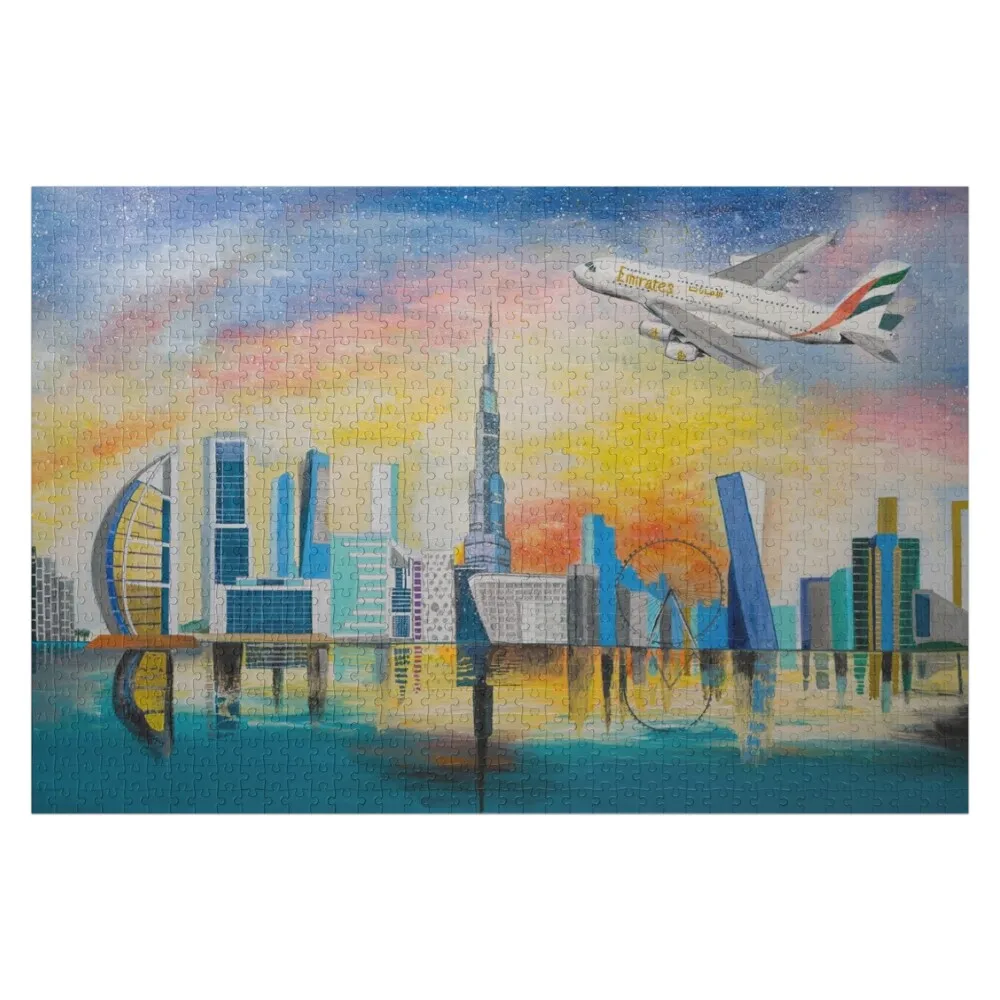 

Emirates Airbus A380 flying over Dubai Jigsaw Puzzle Personalize Baby Toy Puzzle