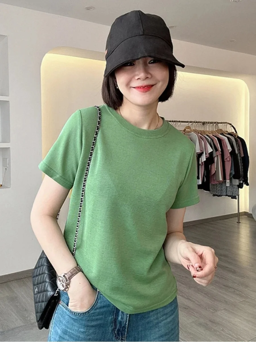 

Свободный крой, круглый вырез, женская футболка, летняя, стройнящая, универсальная, брендовая, оригинальная, с открытыми плечами, удобная, повседневная одежда