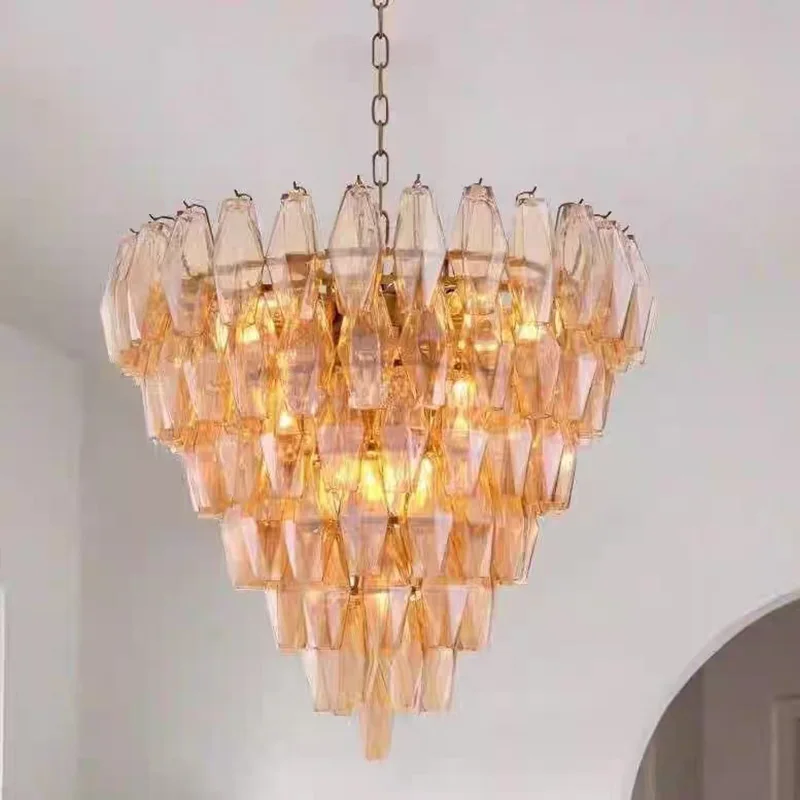 Nordic Style Murano Glass Lustre Cone Design Wish Bottle Shades Electroplated Brass Silver Dimmable Ceilings