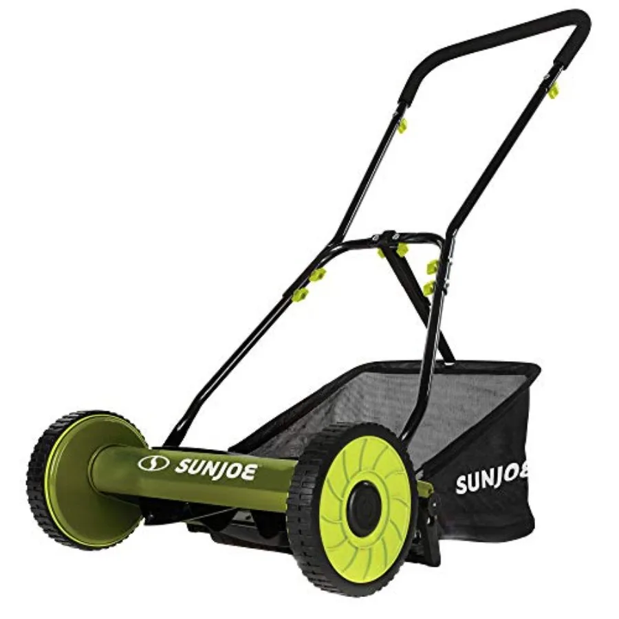 

16 Inch Manual Reel Push Lawn Mower for Outdoor Use with Removable Grass Catcher and Adjustable Cutting Height in Silver