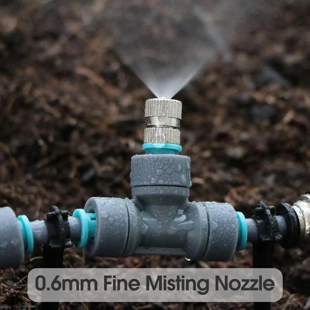 1/4″ 4/6mm 60W Self-priming Pump Misting Cooling System 0.6mm Atomizer Sprayer Slip Lock Nozzle Joint Outdoor Garden Irrigation