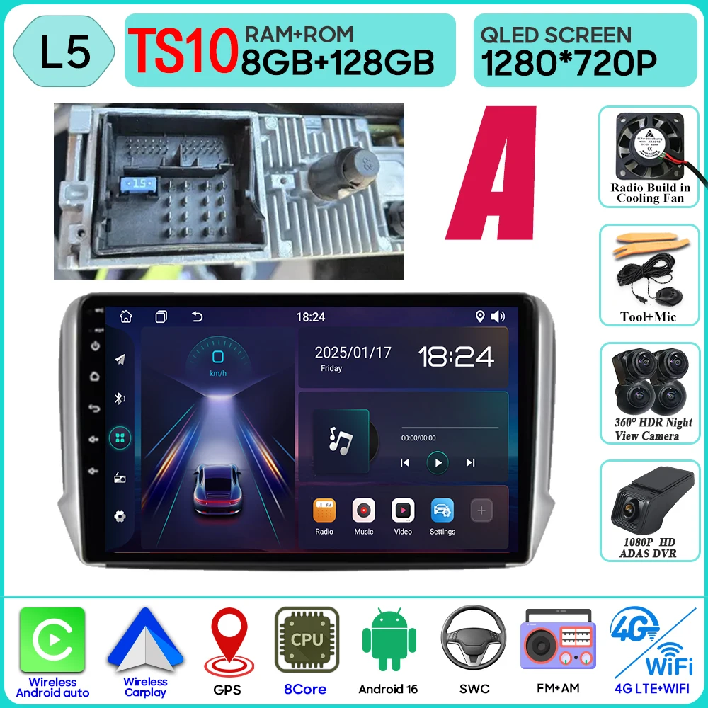 Android 16 GPS Navigatie Voor Peugeot 2008 208 Serie 2012 - 2018 Carplay Autoradio Multimedia Speler Stereo Video BT 2 k Scherm