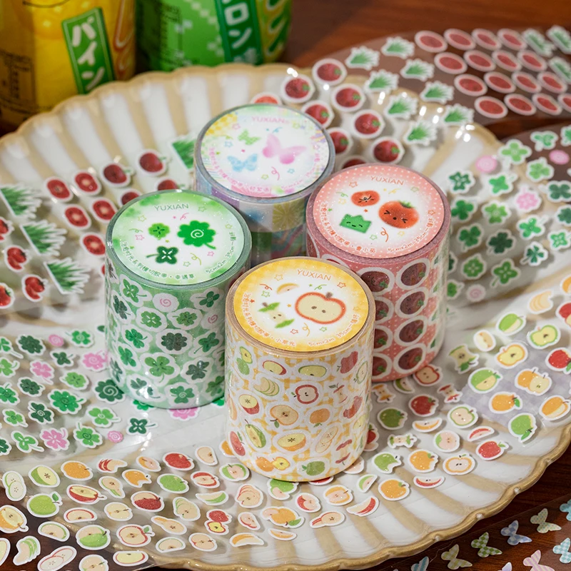 

kawaii Tomato Apple Decoration Adhesive Tape Girl Heart Handbook DIY Scrapbooking Journal Collage Material Stickers Roll