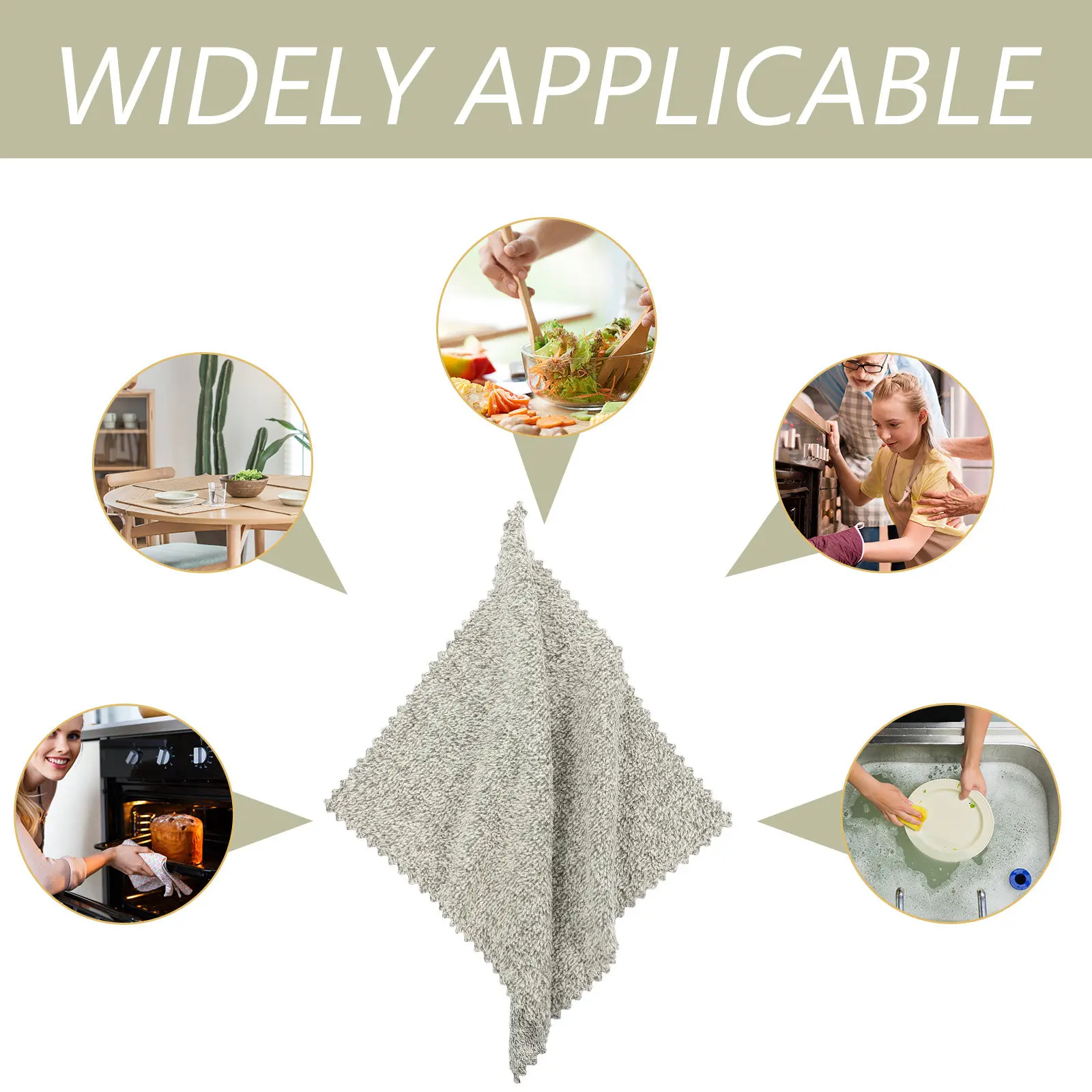 

12Pcs Bamboo Charcoal Dish Towels Thick Soft Supple Dishcloths Water Absorbent Kitchen Cleaning Cloth Anti-Wrinkle Easy Rinse