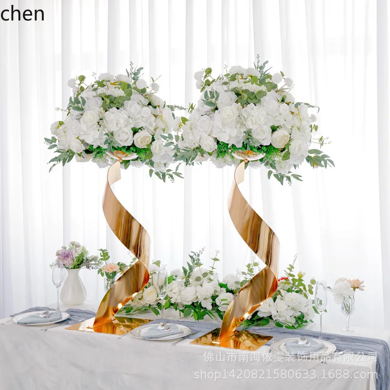 PYH Factory In-Stock Gold Flower Stand Cross-Border Amazon Hot-Selling Main Table Atmosphere Decoration Props