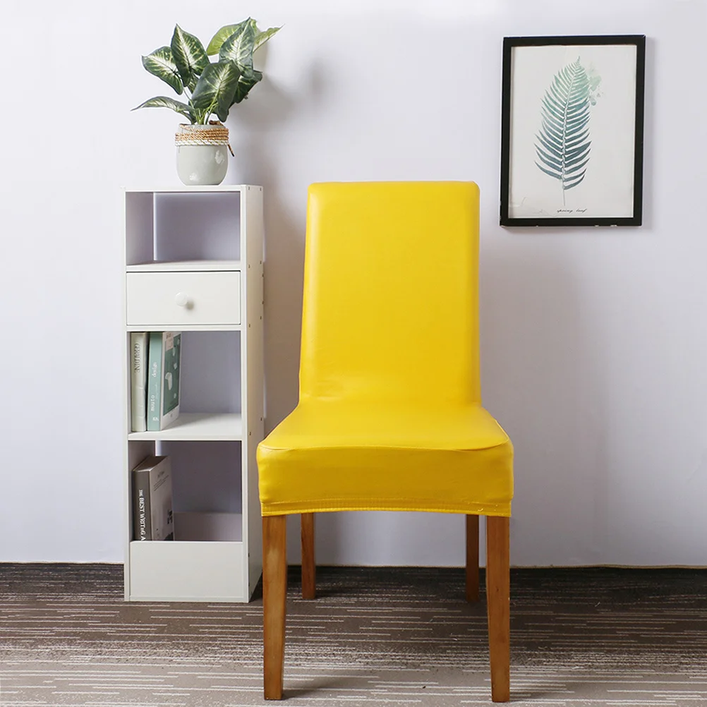 

Chair Cover Elastic Stretchy Waterproof Seat Case For Dining Room Banquet Party Wedding Event Yellow Style