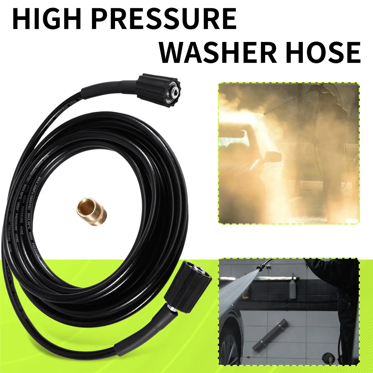 

AA98 Pressure Washer Hose Quick Connector Hose and Extension Coupler for Swimming Pools Siding Washing Cars Floors 6m