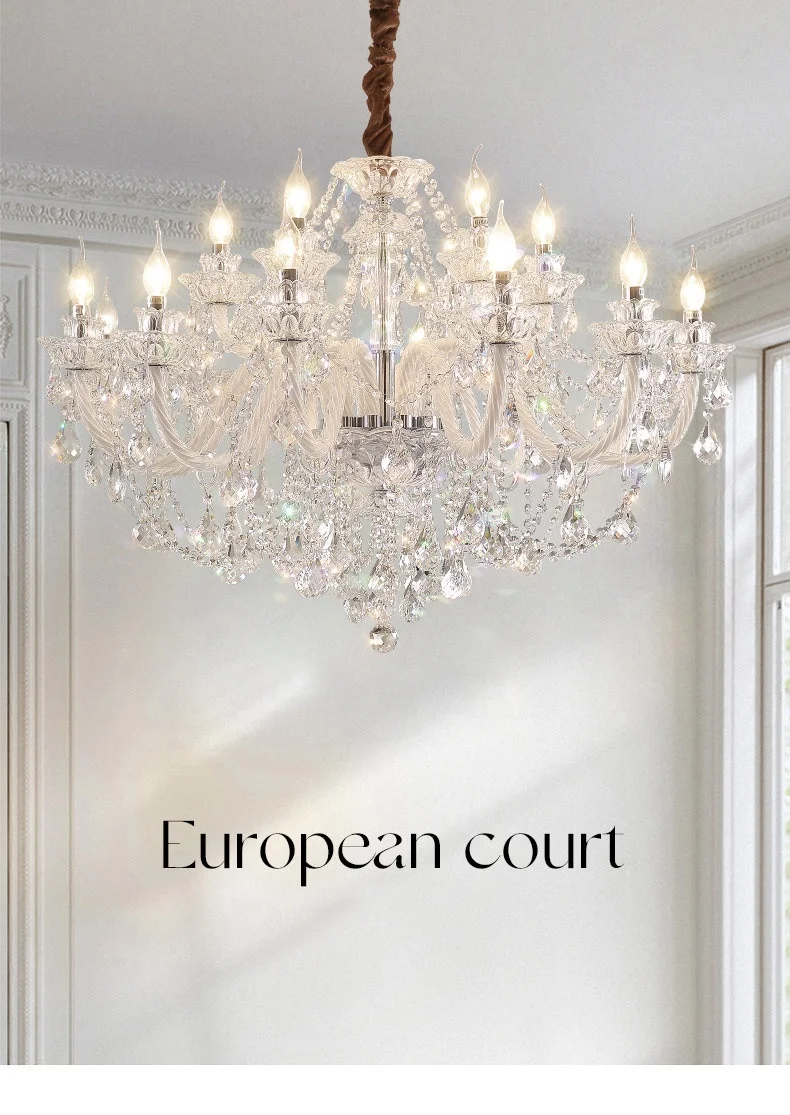French Crystal E14 Candle Chandelier Living Room Glass