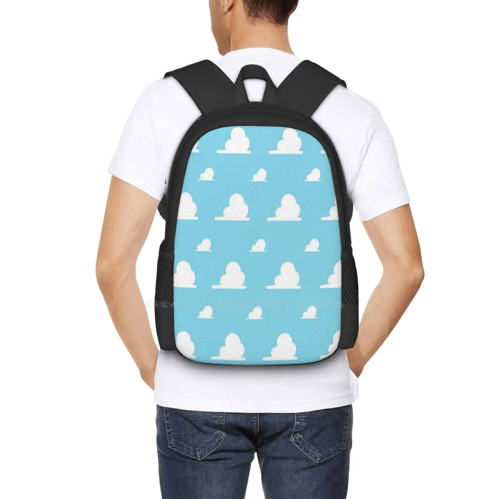 Bolsa con diseño de nubes, Bolsa Escolar, minimalista, inspirado en las nubes, Pixar, Andy, papel tapiz