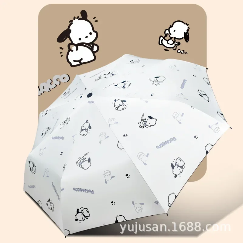 Pochacco Anime Kawaii Sanrio Ins moda paraguas automático lindo dibujos animados lluvia protección solar UV paraguas plegable regalos Juguetes