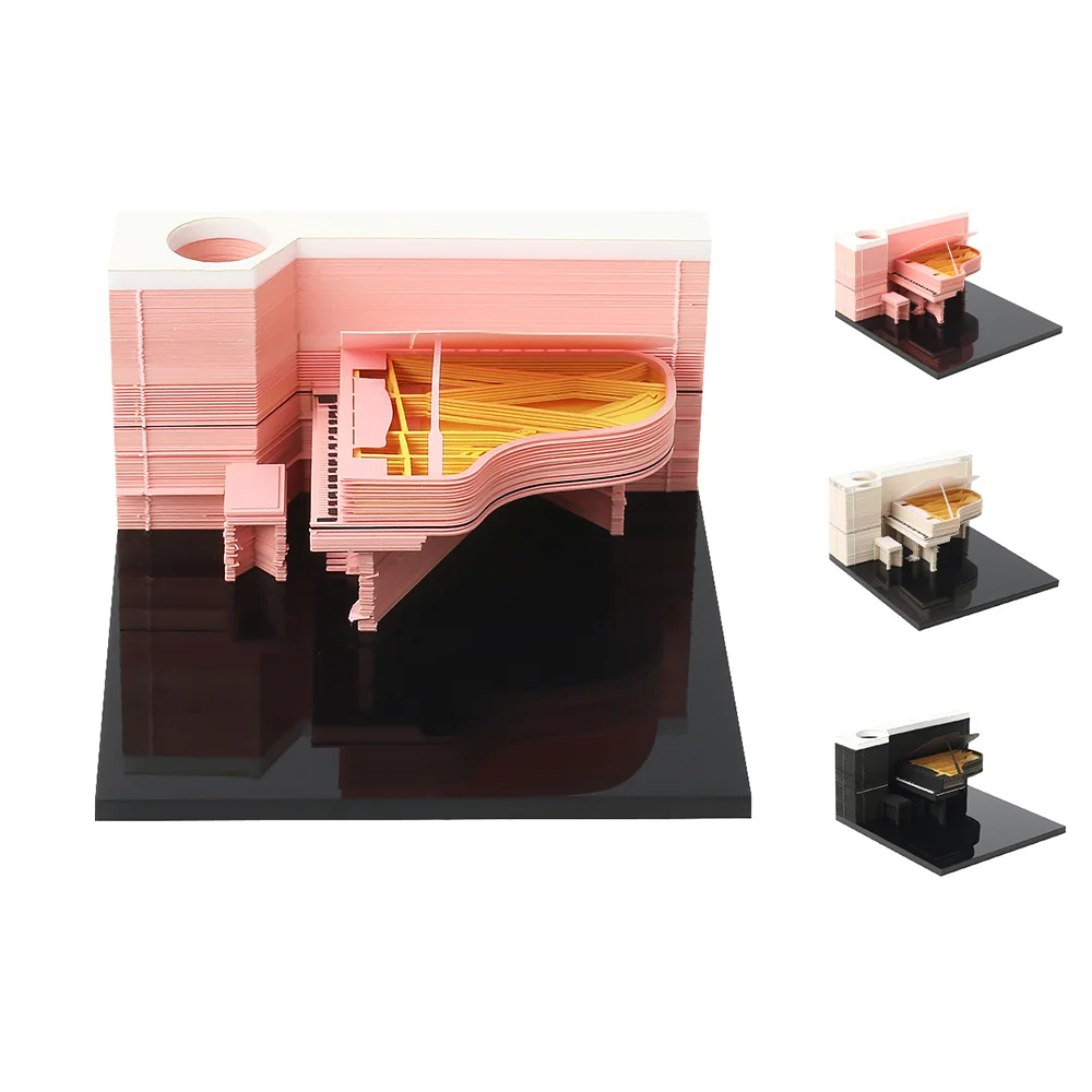 Omoshiroi Mini 3D Notepad 138 Sheets Cute Piano 3D Memo Pad Note Block Notes Stationery Artistic Diy Wedding Birthday Gift