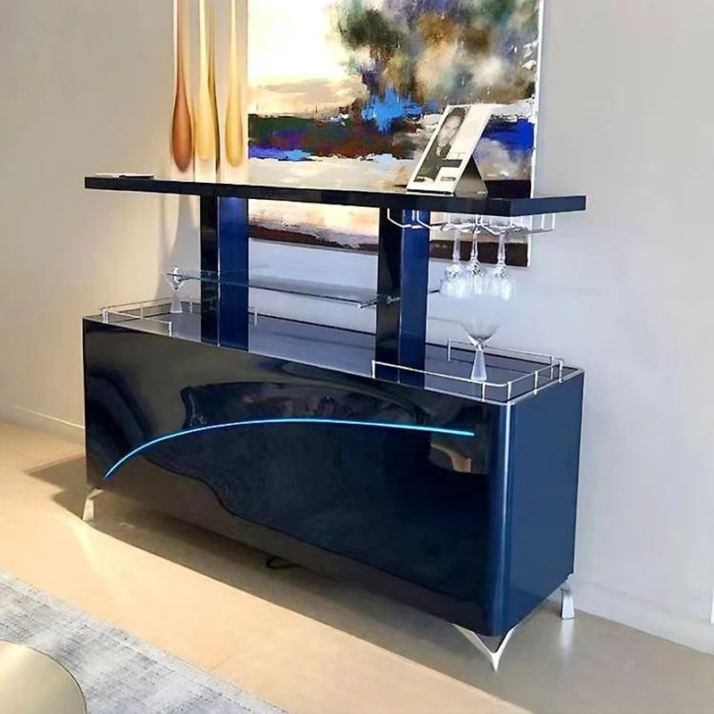 Italian minimalist side cabinet light luxury high-end villa home automatic lifting wine cabinet