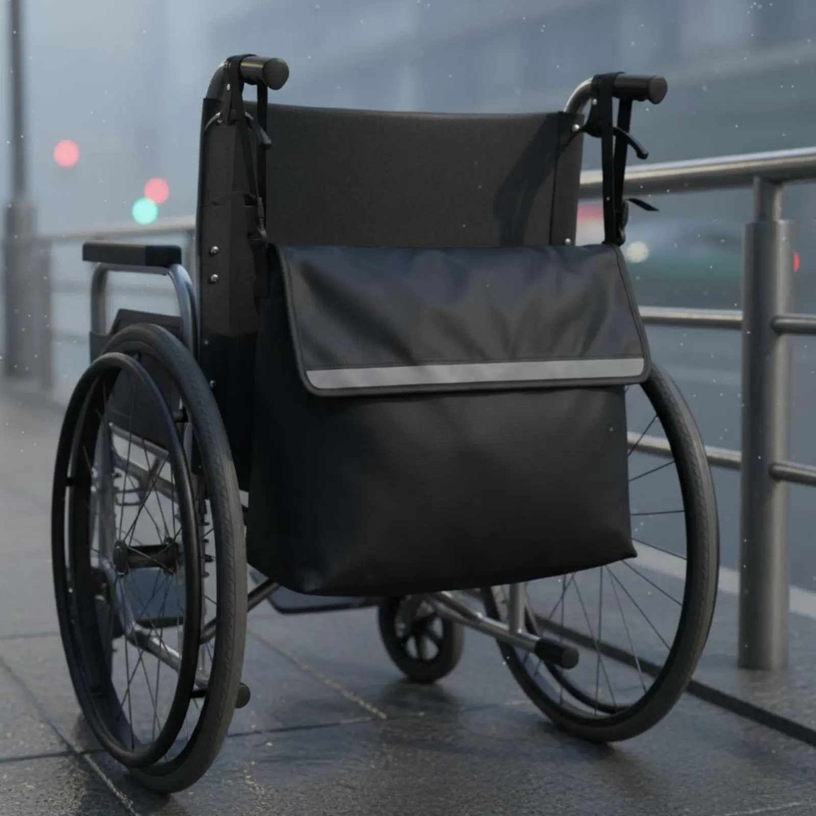Wheelchair Rear Bag Lightweight Wheelchair Organizer Bag Mobility Aid Storage Pouch Easy to Install for Hospital