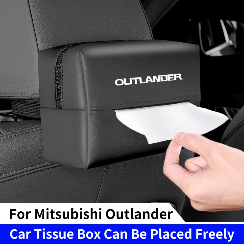 Car Seat Back Tissue Box For Mitsubishi Outlander 3 XL 2008 PHEV Auto Sun Visor Armrest Box Hanging Tissue Organizer Storage Bag