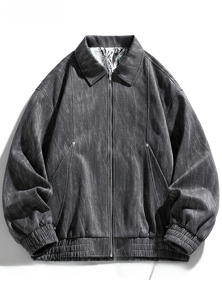 

American High Street Sle Men's Jaet Spring Autumn Loose Fit Patchwork Slimming Faionable Workwear Coat for Teens