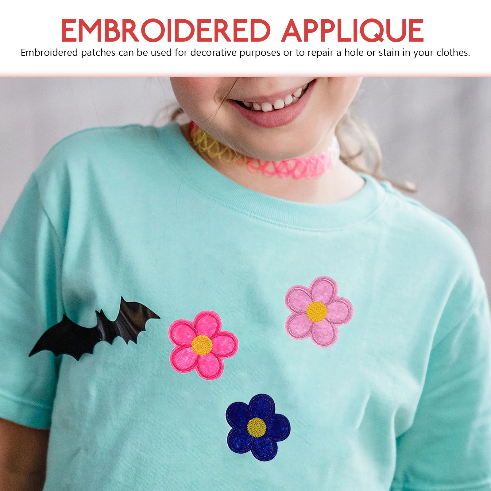 

40 Pcs Embroidered Cloth Patch Applique Patches Bags Embroidery for Clothing Polyester Flower