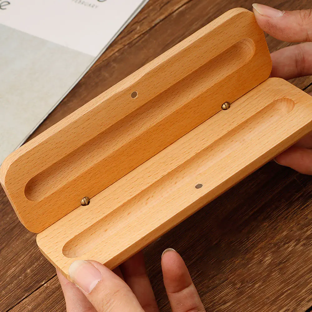 Wooden Single Pen Holder Premium Eco-Friendly Gift Box for Fountain Ballpoint Pens Display Storage Organizer Office School