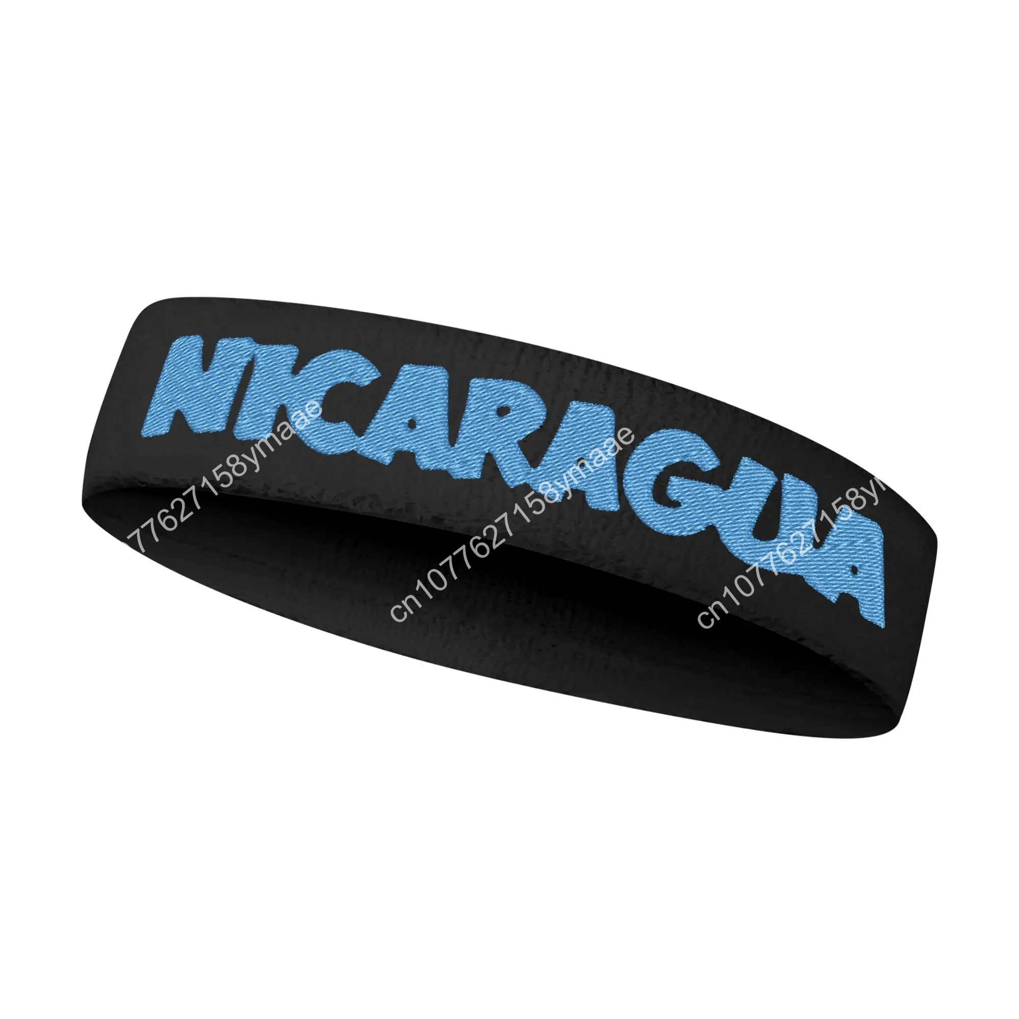 Nicaragua Flag Embroidered Sports Headband Mens Womens Sweatband Bandana Fitness Sweat Absorb Band DIY Name & Team Name & Colors