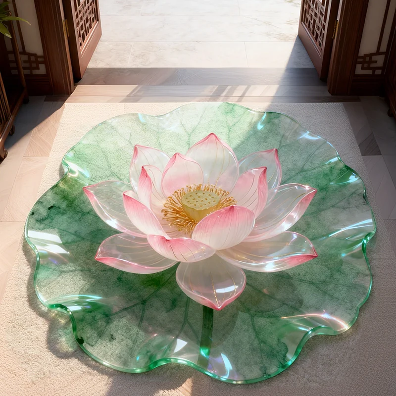 New 3D flower diatom mud bathroom door water-absorbing non-slip floor mat bathroom lotus door floor mat