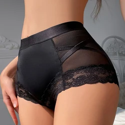 Sexy Womens Seamless Panties Mid Waisted Lace Floral Underpants Plus Size Breathable Underwear Female Briefs Intimates S M L XL