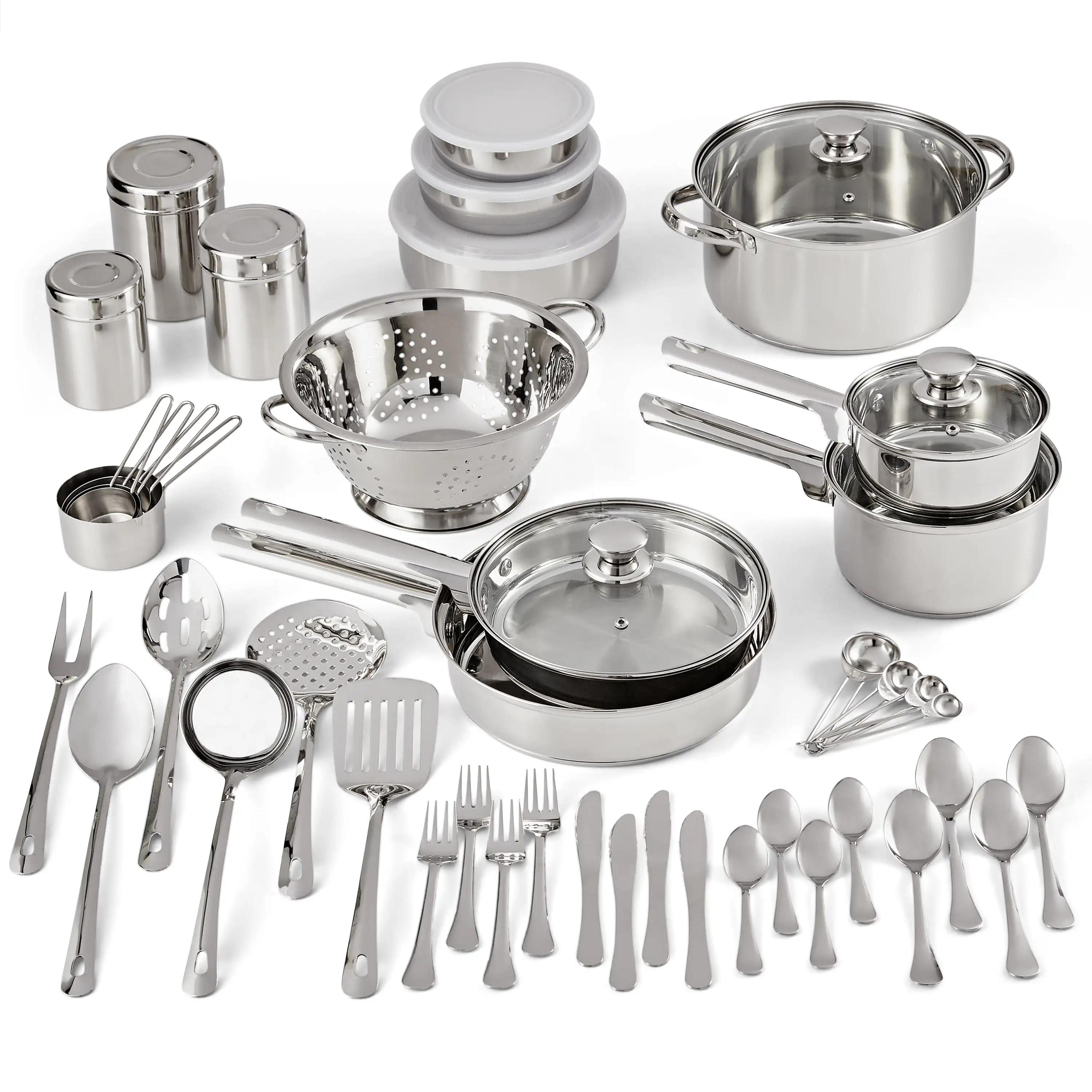 

Mainstays Stainless Steel Cookware and Kitchen Combo Set