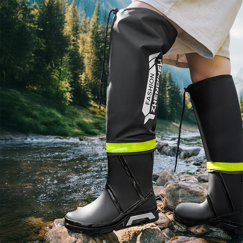 

Outdoor Men's Foldable High-top Rain Boots Men's Lure Waterproof Anti-slip Lure Fishing Wading Boots New Drawstring Rubber Boots
