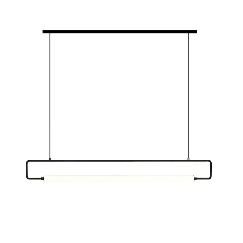Modern Minimalist Bar Hanging Restaurant Lamp Indoor Luster Rectangular Frame Table Chandelier Oval