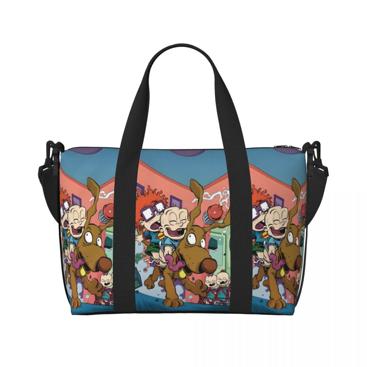 

Custom Large R-Rugrats Tote Bag for Women Cute Cartoons Shoulder Shopper Beach Gym Travel Bag
