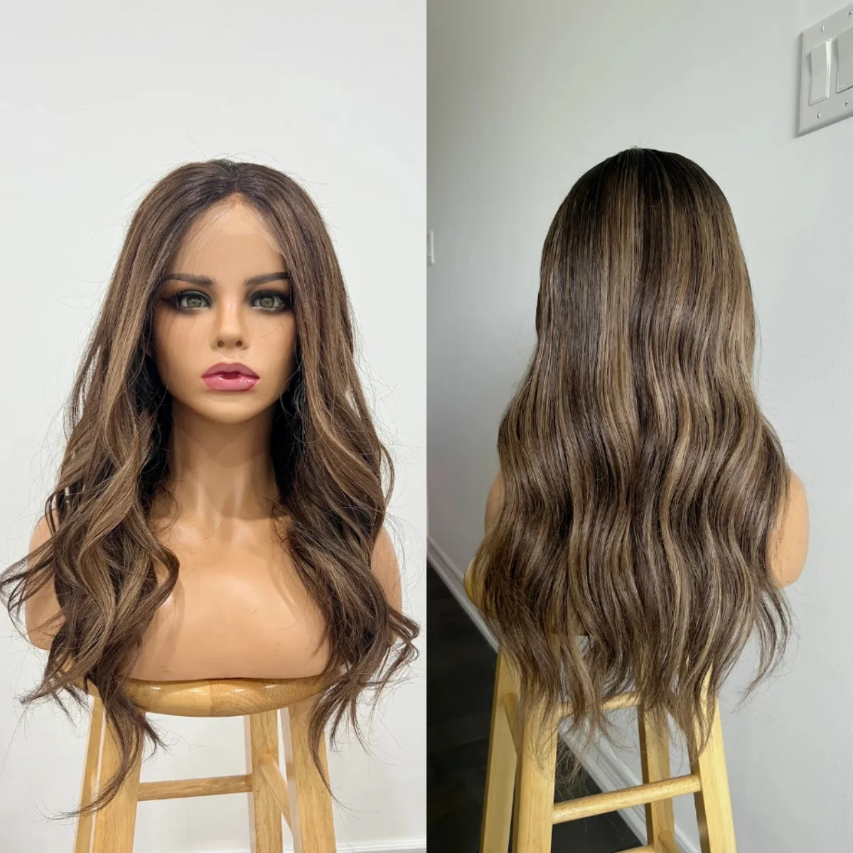 

Выделенный коричневый синтетический парик с свободными волнами 13x4 HD, прозрачный для чернокожих женщин, предварительно выщипанный, без узлов, бесклеевой, для ежедневного использования на вечеринке