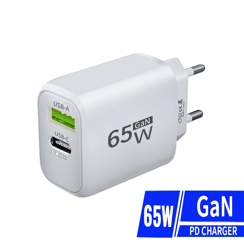 

Зарядное устройство 2 в 1 GaN USB C, 65 Вт, быстрая зарядка, Type C, Quick Charge 3.0, PD, адаптер USB для iPhone 16, 15, Xiaomi, Samsung, Huawei