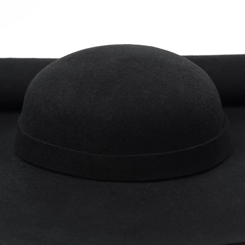 Autumn Winter New Fashion Woolen Curled Brim Big Brim Hat Catwalk Concave Shape Stage Big Brim Felt Hat