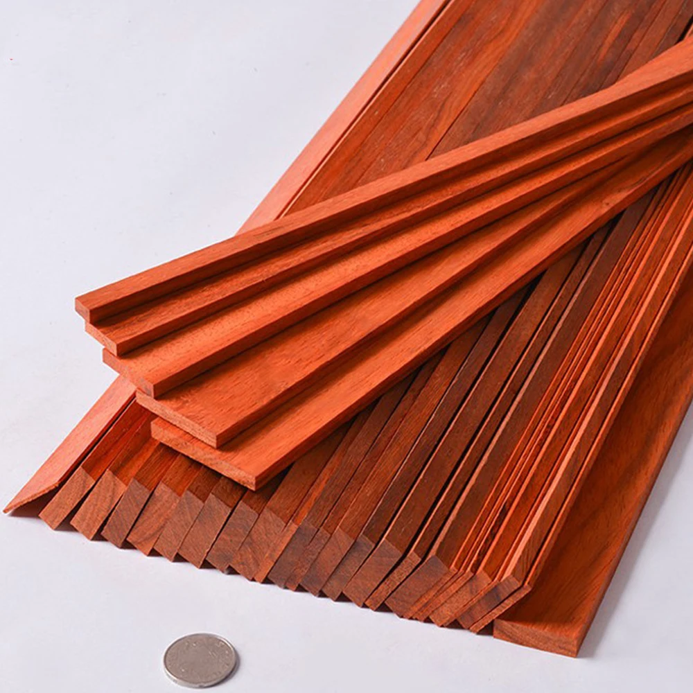 5-20Pcs African Padauk Solid Wood Strips Thin Wood Board Length 100-400mm DIY Speaker Box Blanks Natural Hardwood Lumber