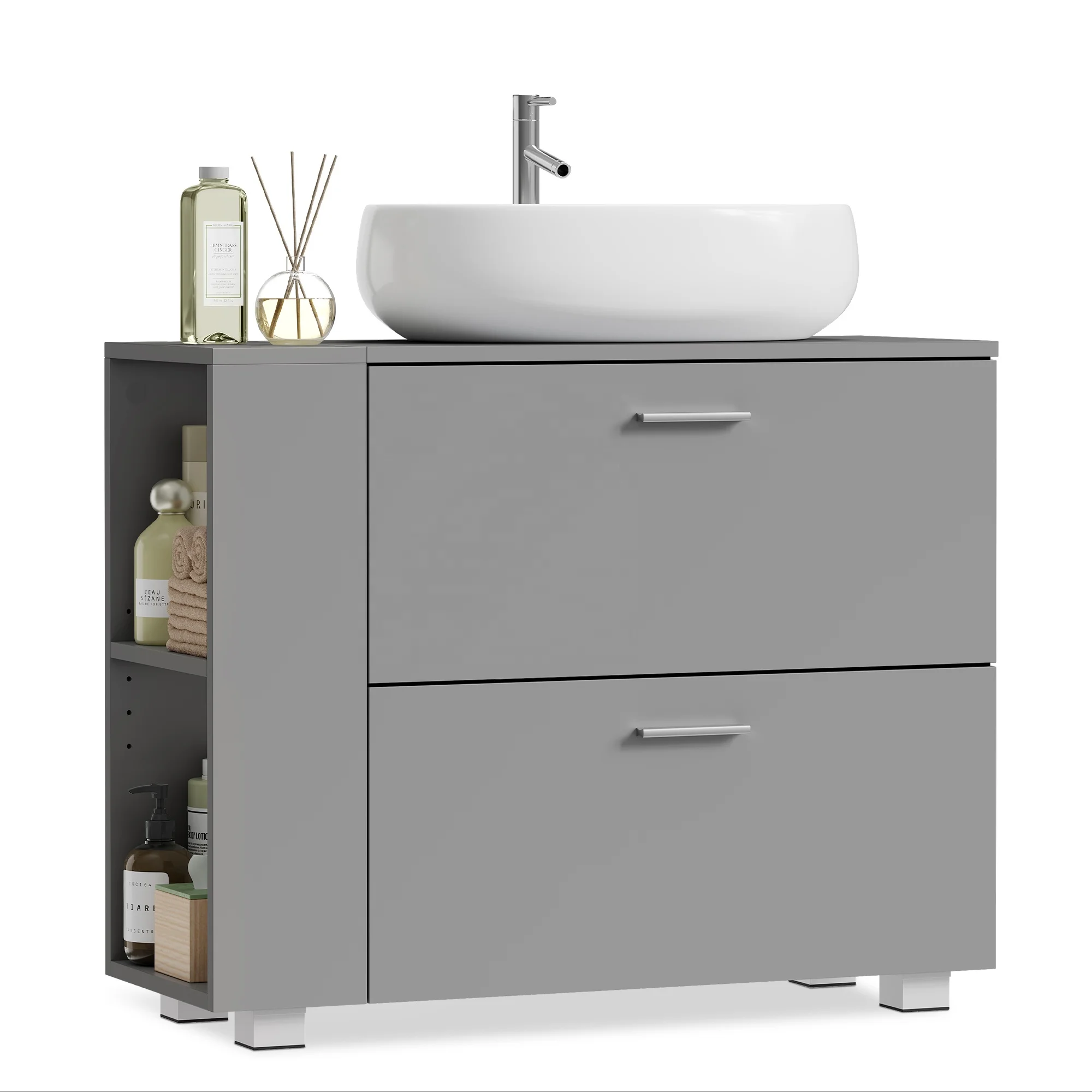 80CM Vanity Sink Restroom Furniture Vanity Unit Bathroom Cabinet with Large Opening for Siphons