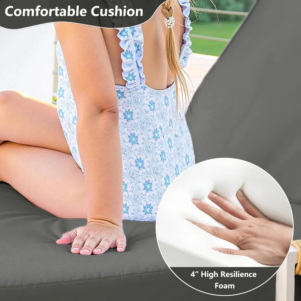 وسائد استرخاء خارجية، 72 طويلة × 21 عريضة × 4 عميقة، رغوة عالية الكثافة، مقاومة للماء ومقاومة للبهتان للاستخدام الخارجي #6