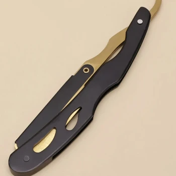 Couteau de rasage pour hommes, rasoir manuel en acier inoxydable, support professionnel à bord droit, coupe-barbe pour barbier