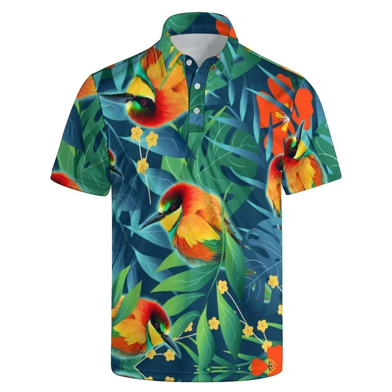 

Hawaiian Plants Lemon Pattern Polo Shirt For Men Fruit Animal 3D Print Tees Summer Vacation Lapel Short Sleeve Street Tee Shirts