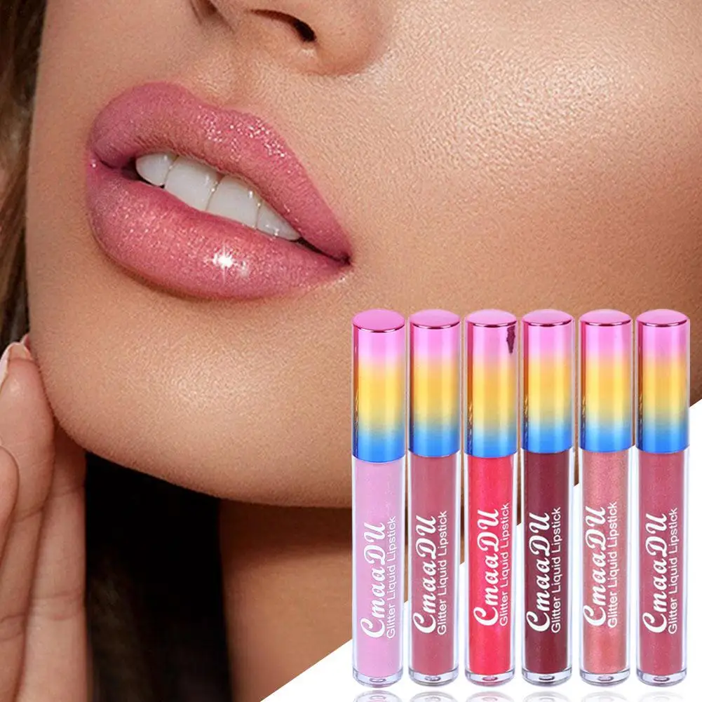 Wasserdichter, mattierter, glitzernder, flüssiger Lipgloss, Make-up, Antihaft-Cup-Metall-Lippenstift, langlebig, glänzender Lippenfarbton, bezaubernder Lippenstift