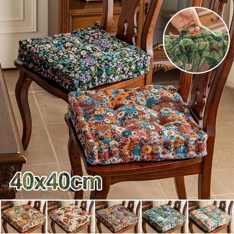 Portable Thicken Chair Cushion with Sturdy Handle Farmhouse Kitchen Square Seat Pad Hanging Design for Dining Room Home Decor