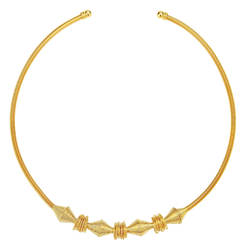 

VAROLE Stainless Steel Spiral Spring Choker Necklace Exaggerated Geometric Front Elastic Tarnish Free Collier Collana Jewelry