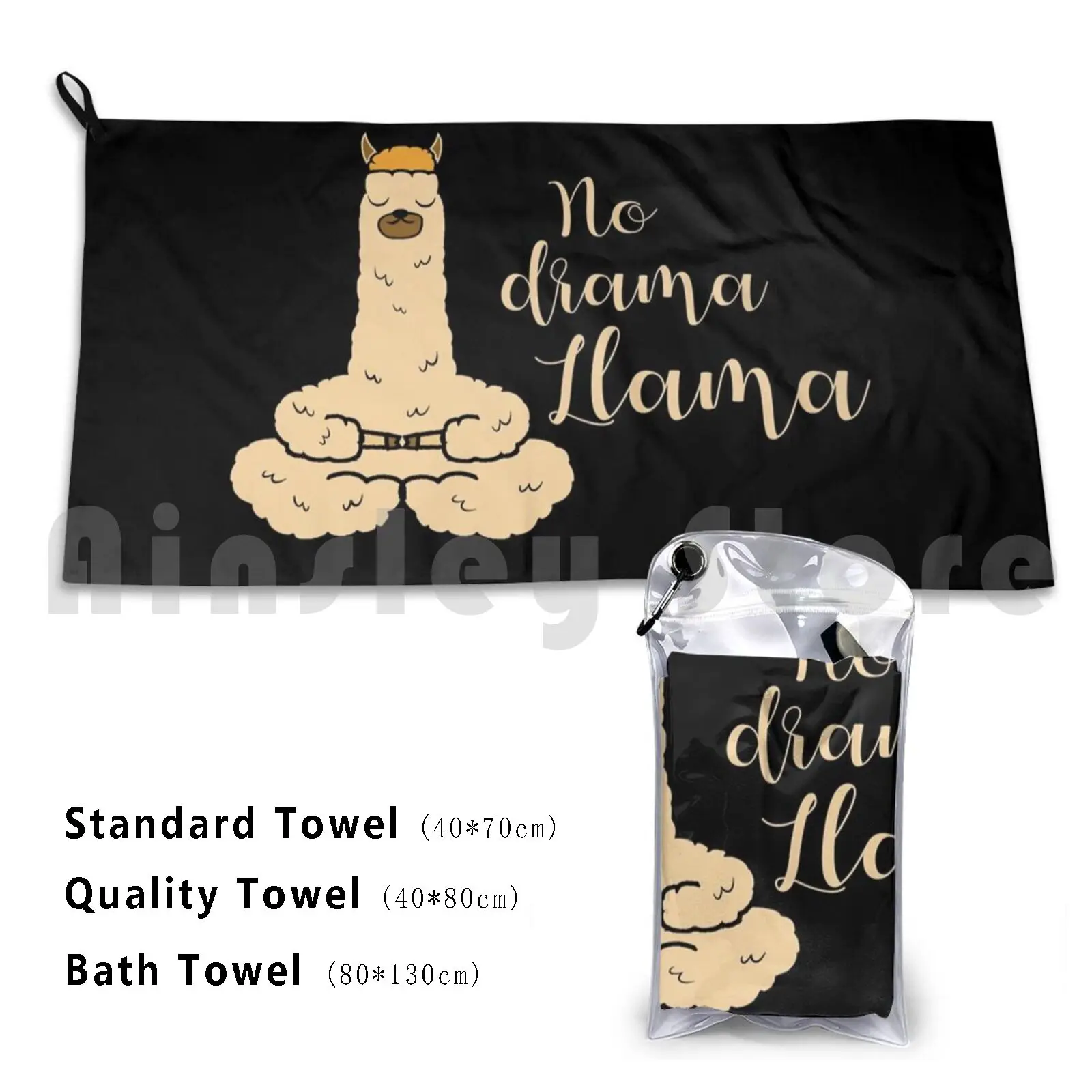 No Drama Llama Custom Towel Bath Towel Llama Llamasts Namaste Yoga Funny Sayings Say Funny Lama Llama