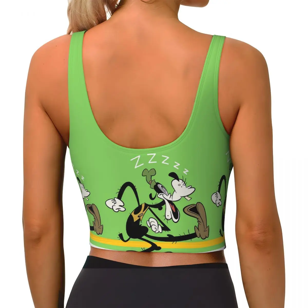 Kustom Goofy ZZZZ kolase kartun olahraga Bra wanita dampak tinggi latihan Yoga Crop Top
