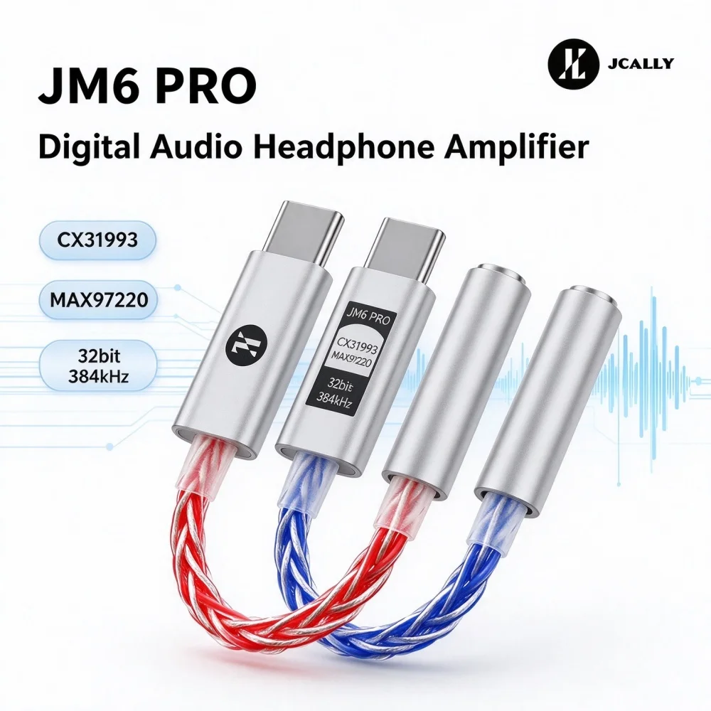 JCALLY JM6 Pro Type-C do 3,5 mm Dual DAC CX31993 MAX97220 Cyfrowy przenośny wzmacniacz audio HiFi DAC Adapter do słuchawek mobilnych