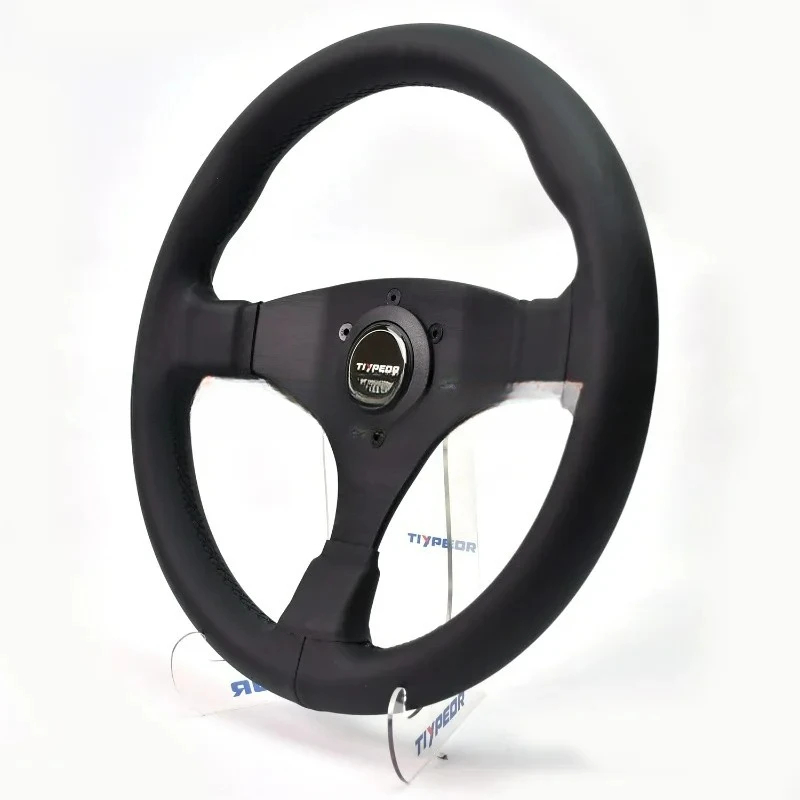 330mm Black Leather Grip Street Steering Wheel Rally Racing Steering Wheel