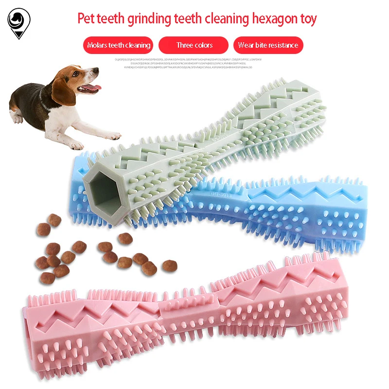 New Pet Chewing Toys Gnaw Overfeeding Dog Toys Cleaning Teeth Toothbrush Hexagon Wear And Bite Resistant Molars Dog Accessories