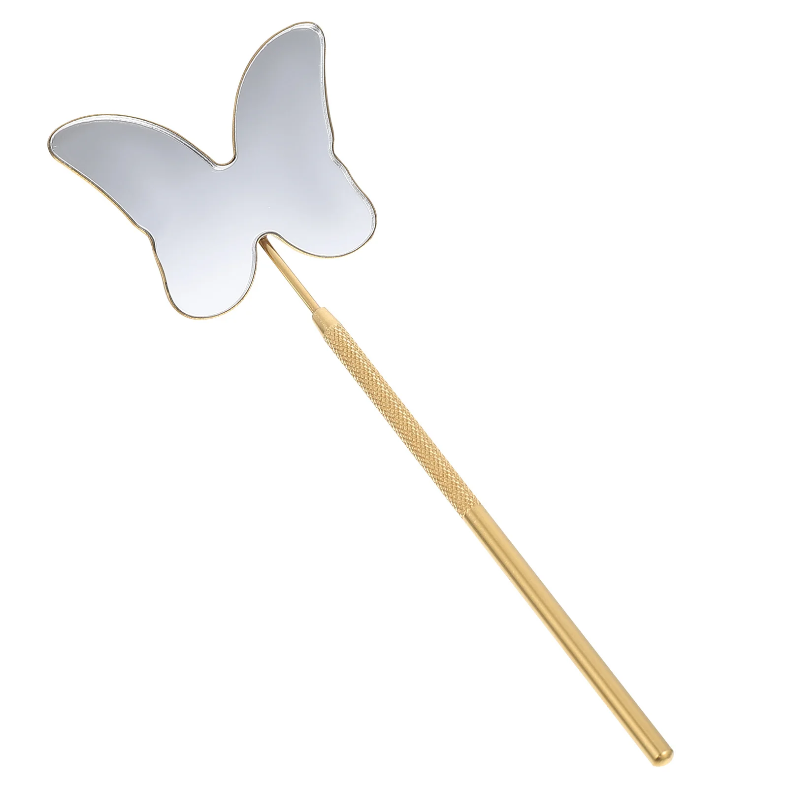 رمش الفولاذ المقاوم للصدأ شكل فراشة عدم الانزلاق مقبض لاش تمديد مرآة القابلة للإزالة المحمولة صالون رمش تحقق مرآة #5