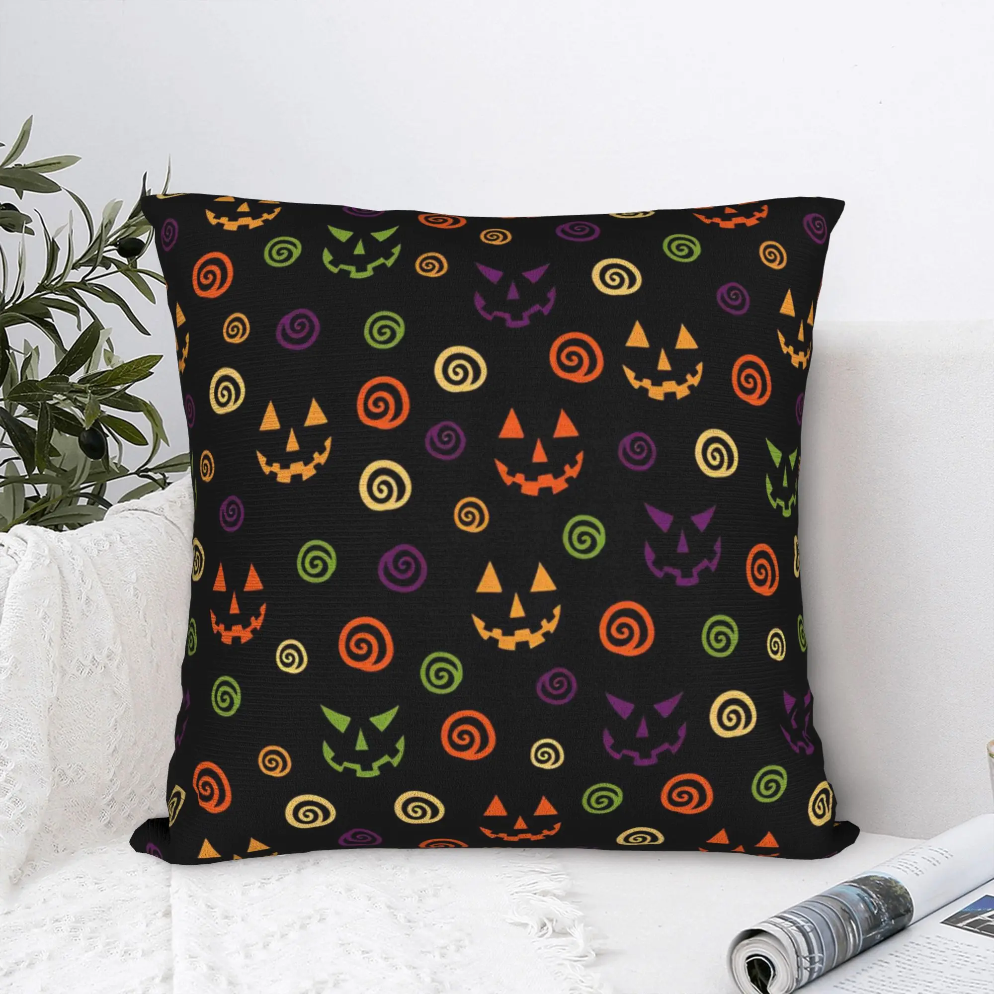 Halloween Gothic Witch Bat Square Pillow Covers Polyester Room  Cushion Case Creative Decor Pillowcase 45*45