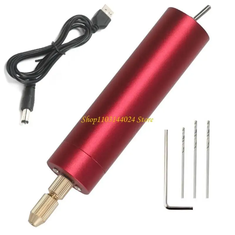 N5KE Mini Small Electric Drill Portable Mini Small USB Drills Handheld Micro USB Drill with 3pcs Bits and L Pins 5V